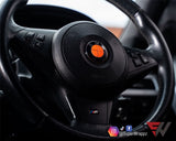 FULL ORANGE FLUORESCENT Badge Emblem Overlay FOR BMW Sticker VINYL 4 QUADRANTS COVERED FITS YOUR BMW'S HOOD TRUNK RIMS STEERING WHEEL