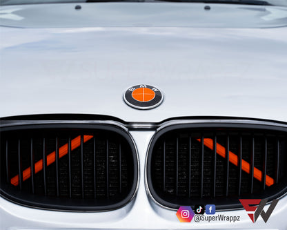 Full Orange Fluorescent V1 BMW Badge Overlay — Compatible with E/F Series | SuperWrappz