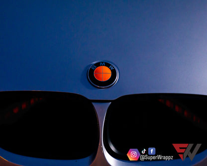 Full Orange Fluorescent V1 BMW Badge Overlay — Compatible with E/F Series | SuperWrappz