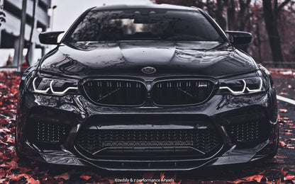 Dark Smoke BMW Badge Tint Overlay — 2-Piece | V1 Compatible | E/F Series | SuperWrappz