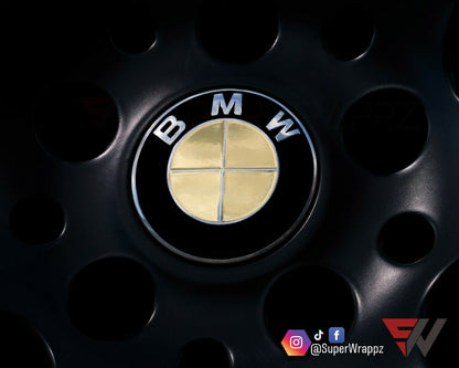 Chrome Gold V1 BMW Badge Overlay — Compatible with E/F Series | SuperWrappz