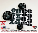 Black & Dark Grey MATTE Badge Emblem Overlay FOR BMW Sticker Vinyl 2 Quadrants covered in each colour FITS YOUR BMW'S Hood Trunk Rims Steering Wheel