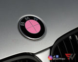 PINK GLOSS Badge Emblem Overlay FOR BMW Sticker VINYL 4 QUADRANTS COVERED FITS YOUR BMW'S HOOD TRUNK RIMS STEERING WHEEL