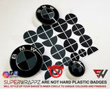 Black & Dark Grey MATTE Badge Emblem Overlay FOR BMW Sticker Vinyl 2 Quadrants covered in each colour FITS YOUR BMW'S Hood Trunk Rims Steering Wheel