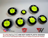 FULL GREEN FLUORESCENT Badge Emblem Overlay FOR BMW Sticker VINYL 4 QUADRANTS COVERED FITS YOUR BMW'S HOOD TRUNK RIMS STEERING WHEEL