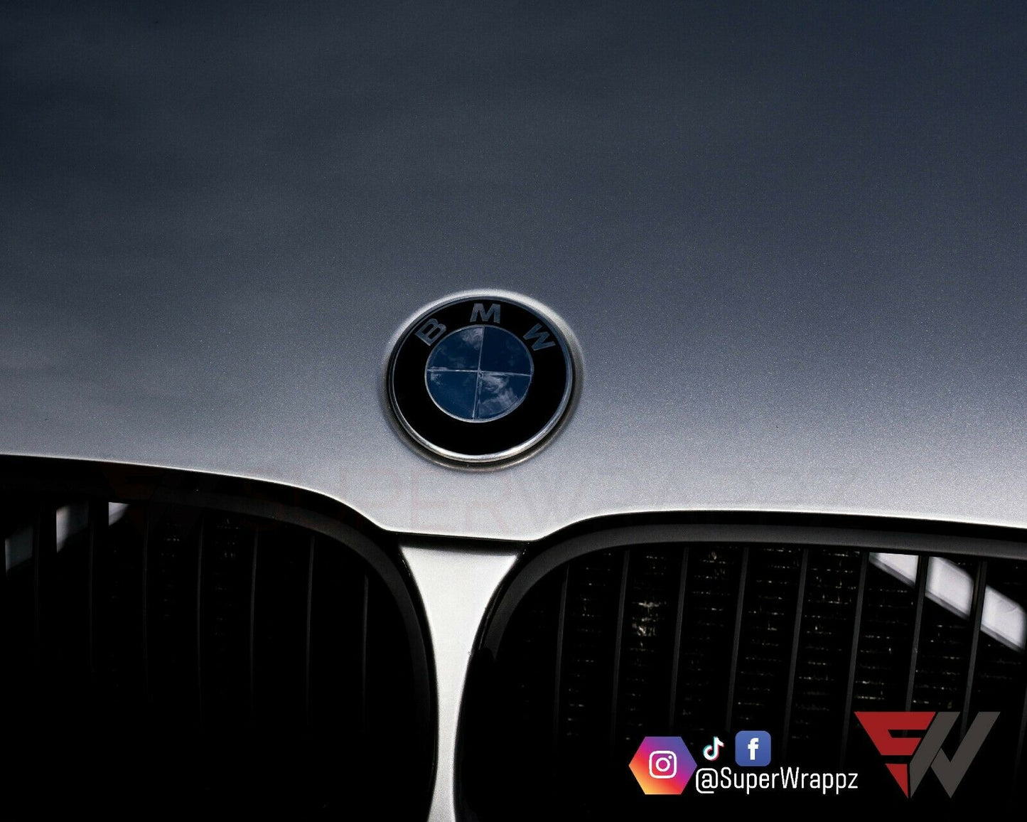 Chrome Silver Mirror V1 BMW Badge Overlay — Compatible with E/F Series | SuperWrappz