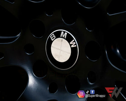 Chrome Silver Mirror V1 BMW Badge Overlay — Compatible with E/F Series | SuperWrappz