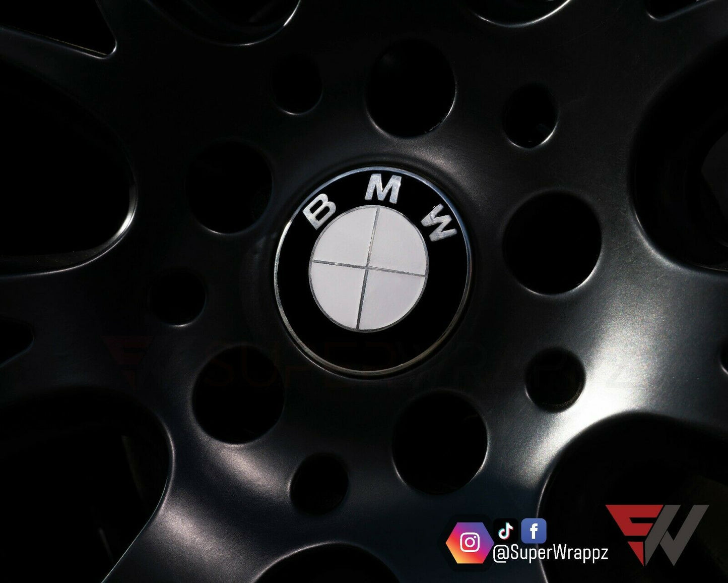 Full White Gloss V1 BMW Badge Overlay — Compatible with E/F Series | SuperWrappz