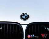 Black & Dark Grey Gloss Badge Emblem Overlay FOR BMW Sticker Vinyl 2 Quadrants covered in each colour FITS YOUR BMW'S Hood Trunk Rims Steering Wheel