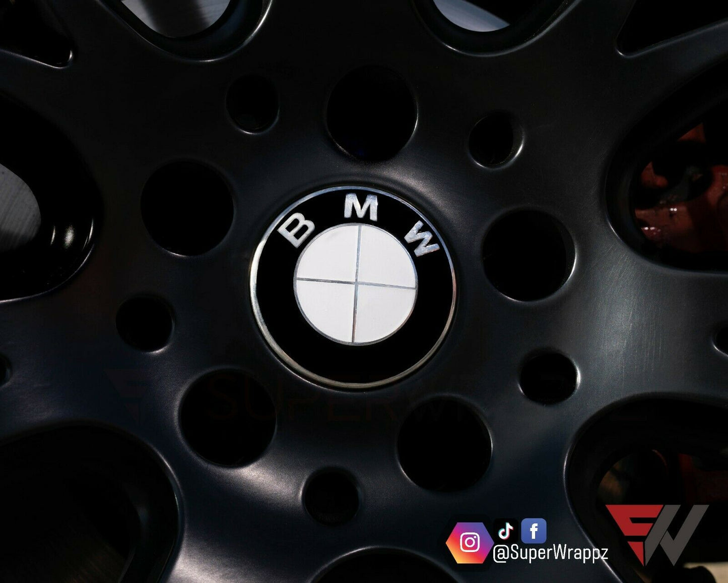Half White Gloss V1 BMW Badge Overlay — Compatible with E/F Series | SuperWrappz