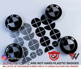 Black & Silver Gloss Badge Emblem Overlay FOR BMW Sticker Vinyl 2 Quadrants covered in each colour FITS YOUR BMW'S Hood Trunk Rims Steering Wheel