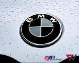 Black & Grey Gloss Badge Emblem Overlay FOR BMW Sticker Vinyl 2 Quadrants covered in each colour FITS YOUR BMW'S Hood Trunk Rims Steering Wheel