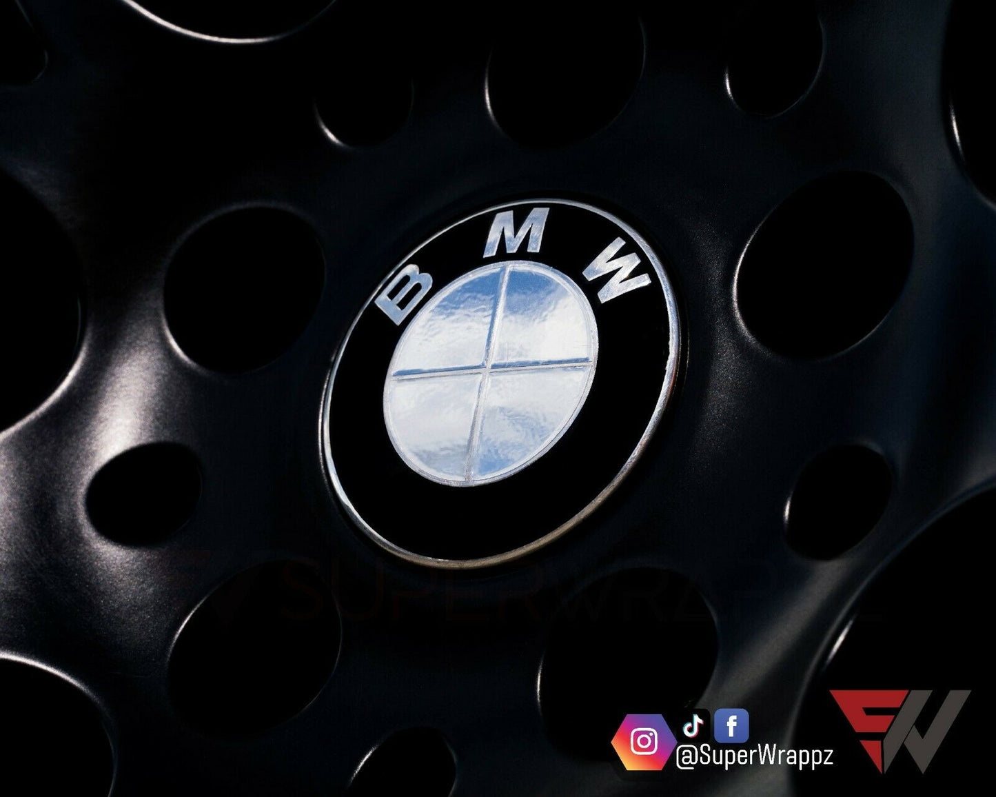 Chrome Silver Mirror V1 BMW Badge Overlay — Compatible with E/F Series | SuperWrappz