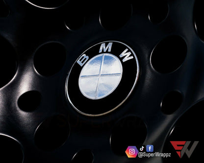 Chrome Silver Mirror V1 BMW Badge Overlay — Compatible with E/F Series | SuperWrappz