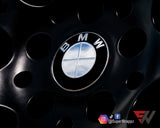CHROME SILVER MIRROR Badge Emblem Overlay FOR BMW Sticker VINYL 4 QUADRANTS COVERED FITS YOUR BMW'S HOOD TRUNK RIMS STEERING WHEEL