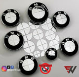 CHROME SILVER MIRROR Badge Emblem Overlay FOR BMW Sticker VINYL 4 QUADRANTS COVERED FITS YOUR BMW'S HOOD TRUNK RIMS STEERING WHEEL