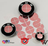CHROME ROSE GOLD Badge Emblem Overlay FOR BMW Sticker VINYL 4 QUADRANTS COVERED FITS YOUR BMW'S HOOD TRUNK RIMS STEERING WHEEL