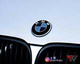 Black & Dark Grey Gloss Badge Emblem Overlay FOR BMW Sticker Vinyl 2 Quadrants covered in each colour FITS YOUR BMW'S Hood Trunk Rims Steering Wheel