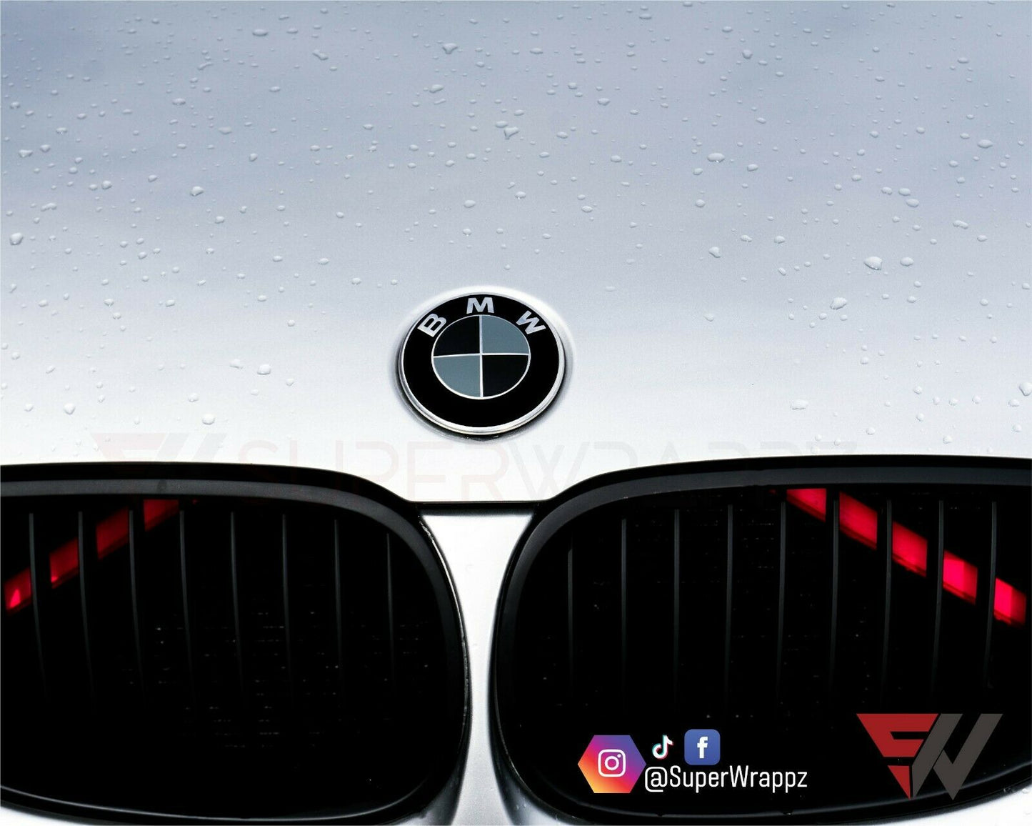 Black & Dark Grey Matte V1 BMW Badge Overlay — Compatible with E/F Series | SuperWrappz