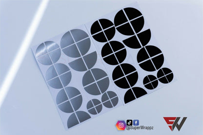 Black & Silver Gloss V1 BMW Badge Overlay — Compatible with E/F Series | SuperWrappz