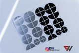 Black & Silver Gloss Badge Emblem Overlay FOR BMW Sticker Vinyl 2 Quadrants covered in each colour FITS YOUR BMW'S Hood Trunk Rims Steering Wheel