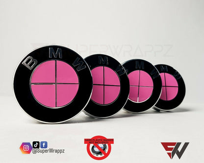 Full Pink Gloss V1 BMW Badge Overlay — Compatible with E/F Series | SuperWrappz