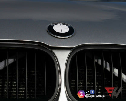 Full White Gloss V1 BMW Badge Overlay — Compatible with E/F Series | SuperWrappz