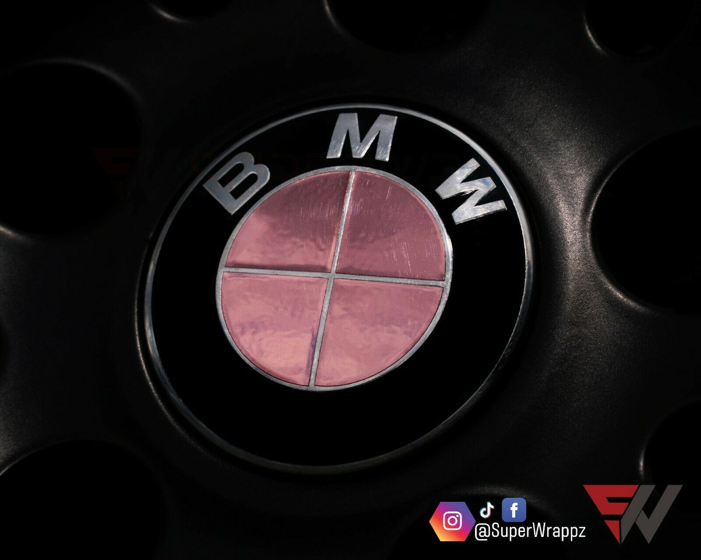 Chrome Rose Gold V1 BMW Badge Overlay — Compatible with E/F Series | SuperWrappz