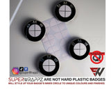 HALF WHITE GLOSS Badge Emblem Overlay FOR BMW Sticker VINYL 2 QUADRANTS COVERED FITS YOUR BMW'S HOOD TRUNK RIMS STEERING WHEEL