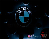 Black & Dark Grey Gloss Badge Emblem Overlay FOR BMW Sticker Vinyl 2 Quadrants covered in each colour FITS YOUR BMW'S Hood Trunk Rims Steering Wheel
