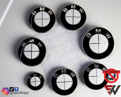 Full White Gloss V1 BMW Badge Overlay — Compatible with E/F Series | SuperWrappz