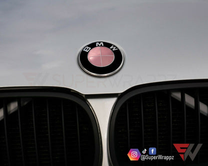 Chrome Rose Gold V1 BMW Badge Overlay — Compatible with E/F Series | SuperWrappz