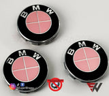 CHROME ROSE GOLD Badge Emblem Overlay FOR BMW Sticker VINYL 4 QUADRANTS COVERED FITS YOUR BMW'S HOOD TRUNK RIMS STEERING WHEEL