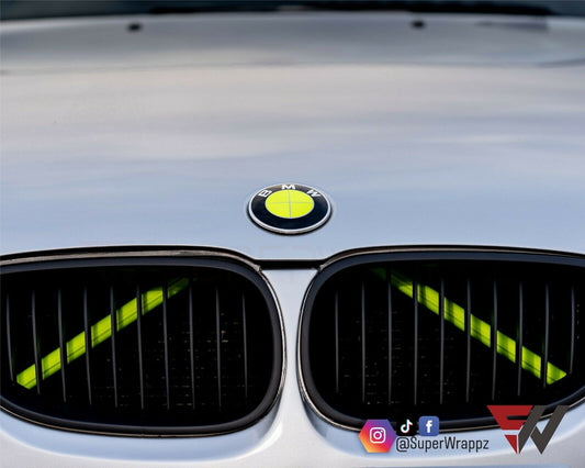 Full Green Fluorescent V1 BMW Badge Overlay — Compatible with E/F Series | SuperWrappz