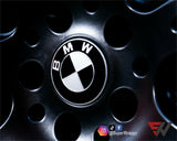 Black & Silver Gloss Badge Emblem Overlay FOR BMW Sticker Vinyl 2 Quadrants covered in each colour FITS YOUR BMW'S Hood Trunk Rims Steering Wheel