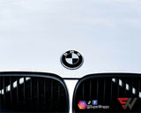 Black & Silver Gloss Badge Emblem Overlay FOR BMW Sticker Vinyl 2 Quadrants covered in each colour FITS YOUR BMW'S Hood Trunk Rims Steering Wheel