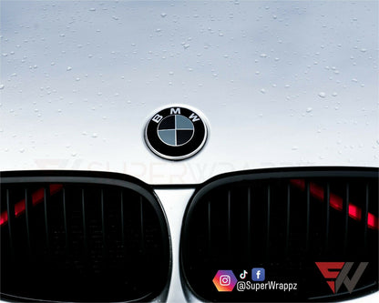 Black & Dark Grey Matte V1 BMW Badge Overlay — Compatible with E/F Series | SuperWrappz