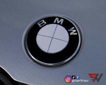 Half White Gloss V1 BMW Badge Overlay — Compatible with E/F Series | SuperWrappz