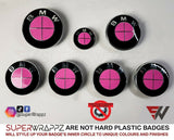 PINK GLOSS Badge Emblem Overlay FOR BMW Sticker VINYL 4 QUADRANTS COVERED FITS YOUR BMW'S HOOD TRUNK RIMS STEERING WHEEL