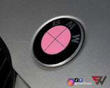 PINK GLOSS Badge Emblem Overlay FOR BMW Sticker VINYL 4 QUADRANTS COVERED FITS YOUR BMW'S HOOD TRUNK RIMS STEERING WHEEL
