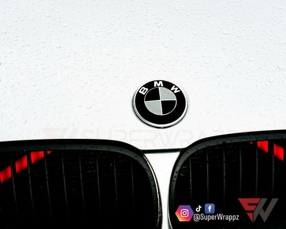 Black & Grey Gloss V1 BMW Badge Overlay — Compatible with E/F Series | SuperWrappz