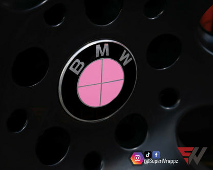 Full Pink Gloss V1 BMW Badge Overlay — Compatible with E/F Series | SuperWrappz