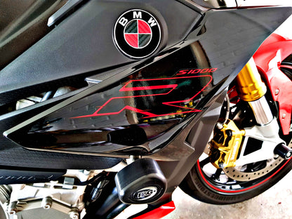 Black & Red Carbon Motorcycle Badge Overlay — Compatible with BMW S1000R & S1200R | SuperWrappz